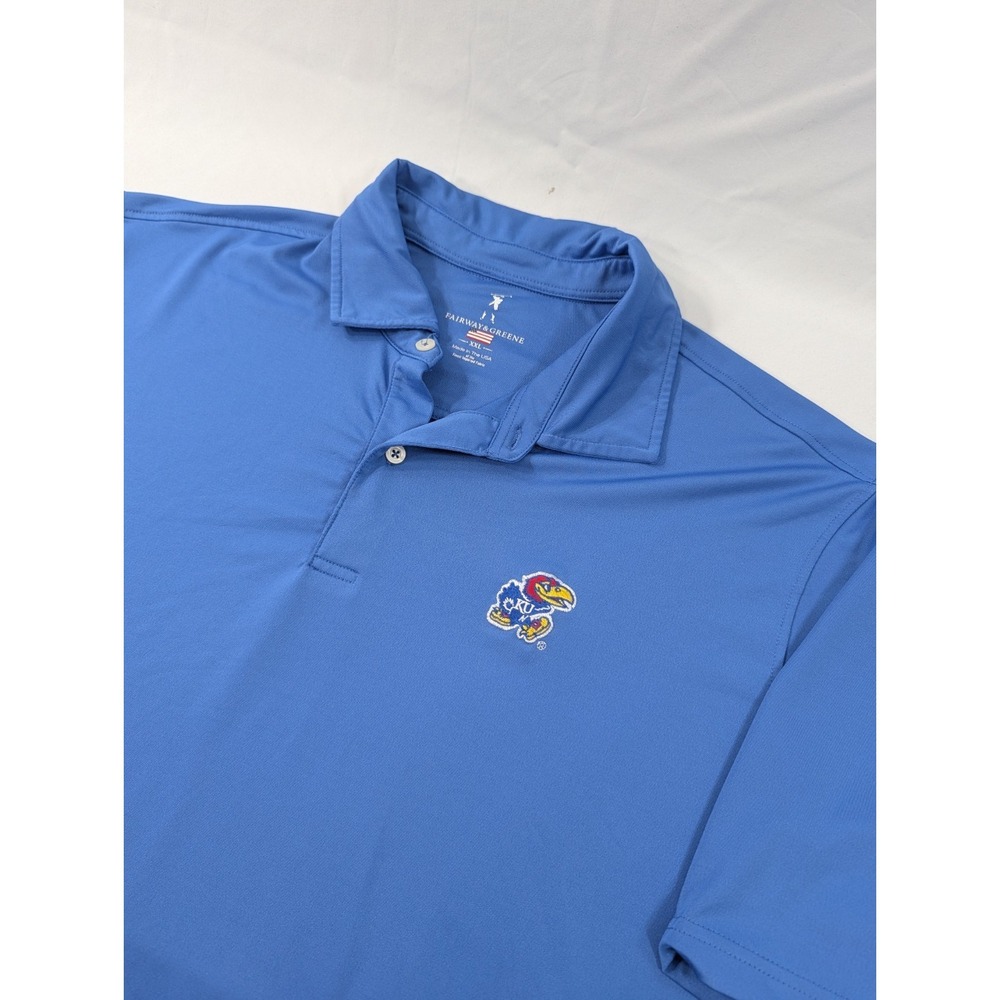 Fairway & Greene Polo Mens Size XXL Kansas Jayhawks Blue Made In USA